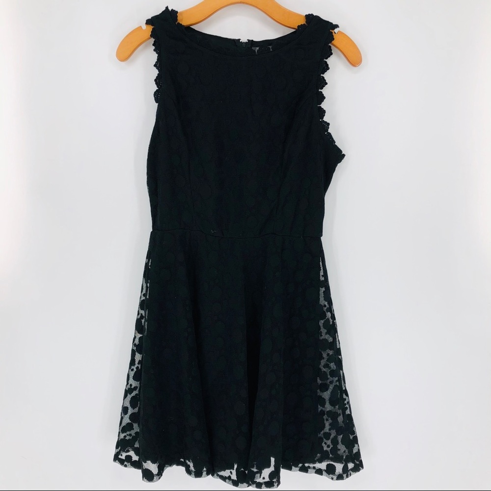 Lily Rose Black Polka Dots Mini Sheer Dress Medium